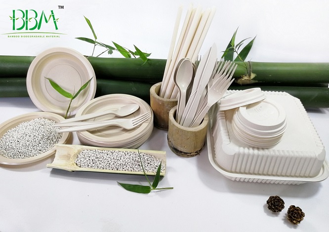 green disposable tableware material