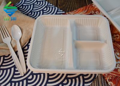 Bamboo Biodegradable degradable no lid three-compartment lunch box