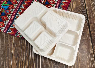 Bamboo biodegradable material compostable four-compartment lunch box takeout food container