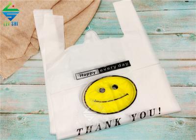 Bamboo Biodegradable Material Compostable Smile Vest Carry Shopping Bags