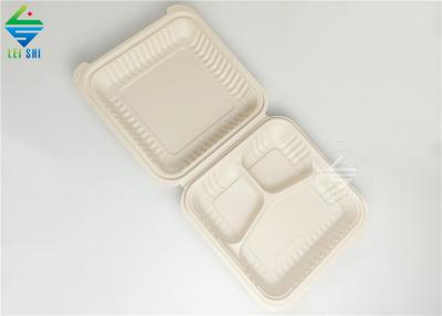 Eco-friendly bamboo biodegradable material degradable three-compartment disposable bento box